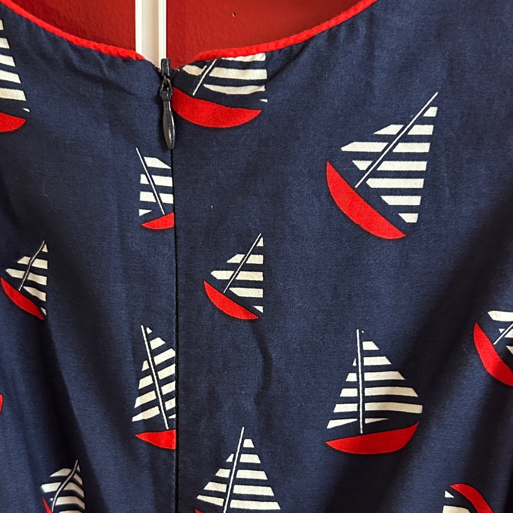 Nautical Navy Kids Dress with Red Accents size 7 by Jayne Copeland - Picture 6 of 6
